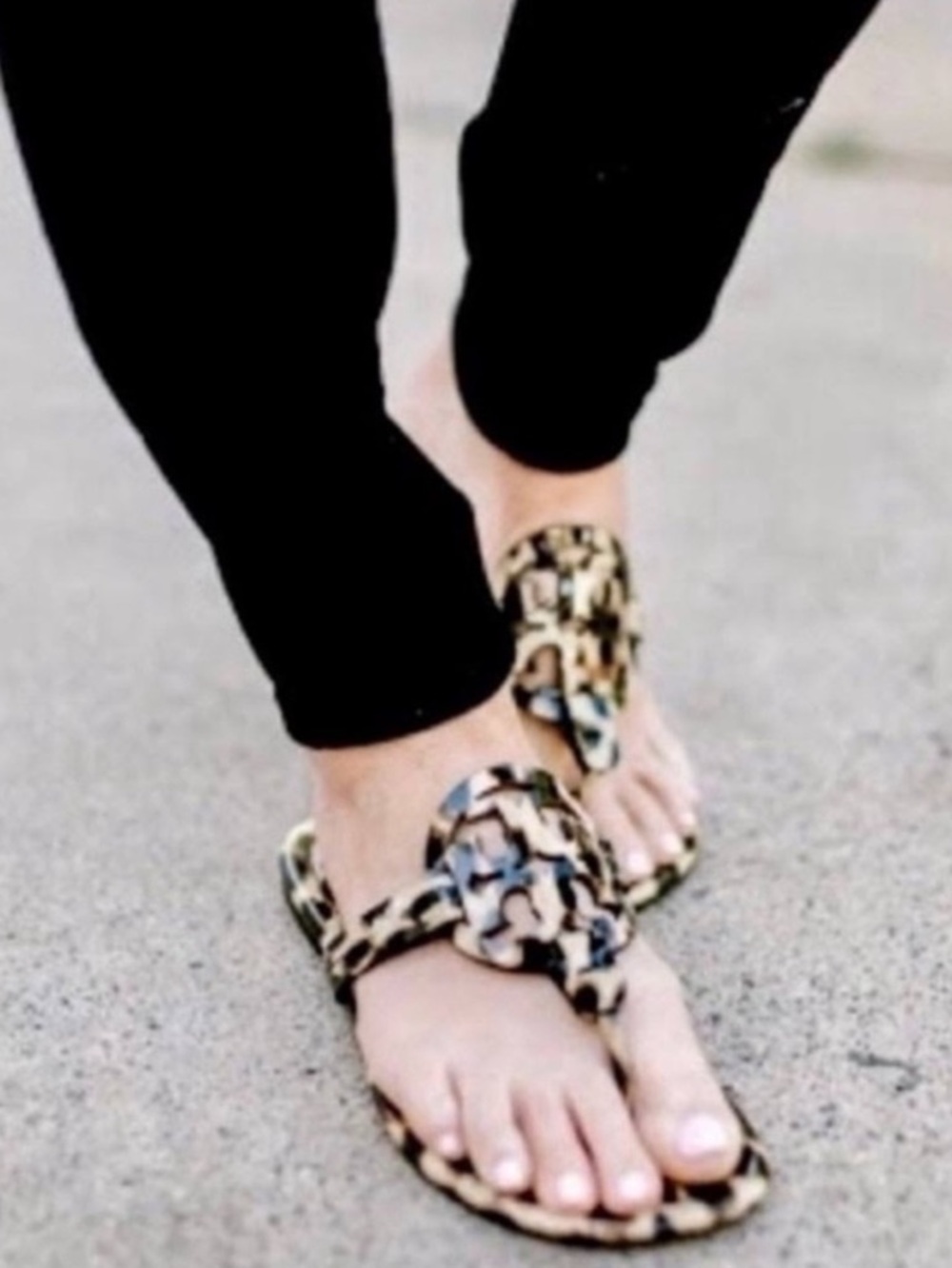 Tory Burch Miller Leather Leopard Print Sandals Brown Black Size 9 - Picture 3 of 9